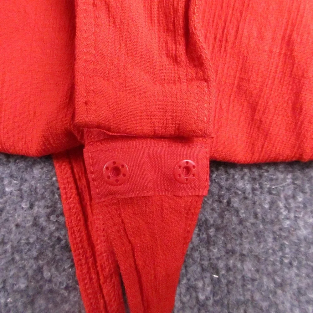Free People Bodysuit Womens Small/Petite Red Scoop Neck Snap Closure Stretch